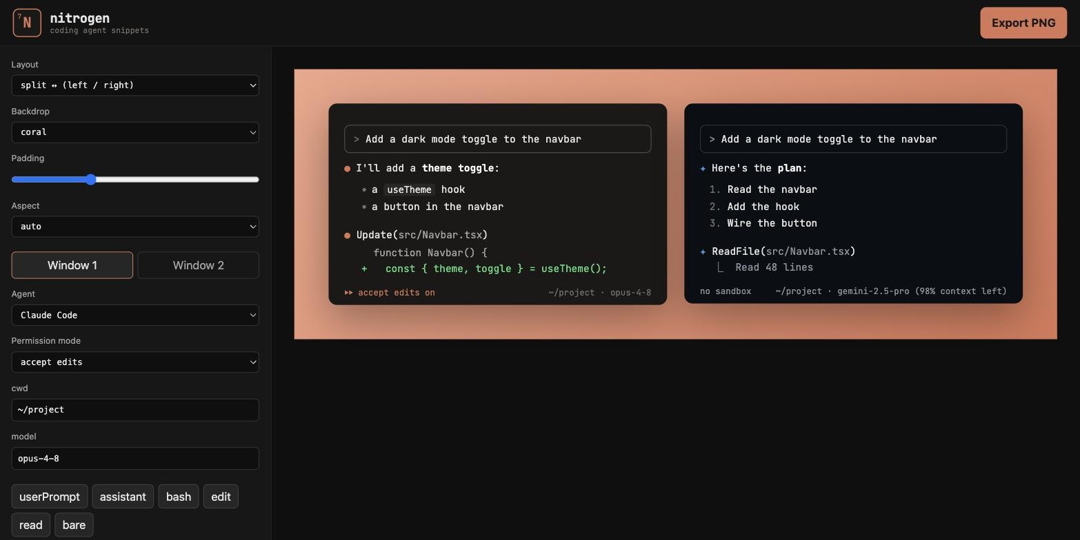 nitrogen block editor with live terminal preview